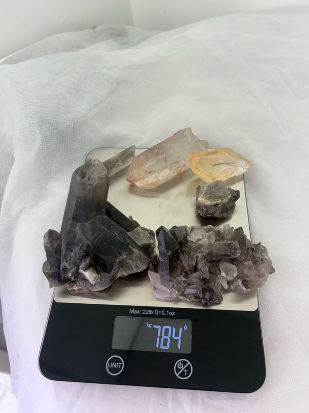 Large Natural Smoky and Citrine Crystal Cluster Lot 1.7lbs